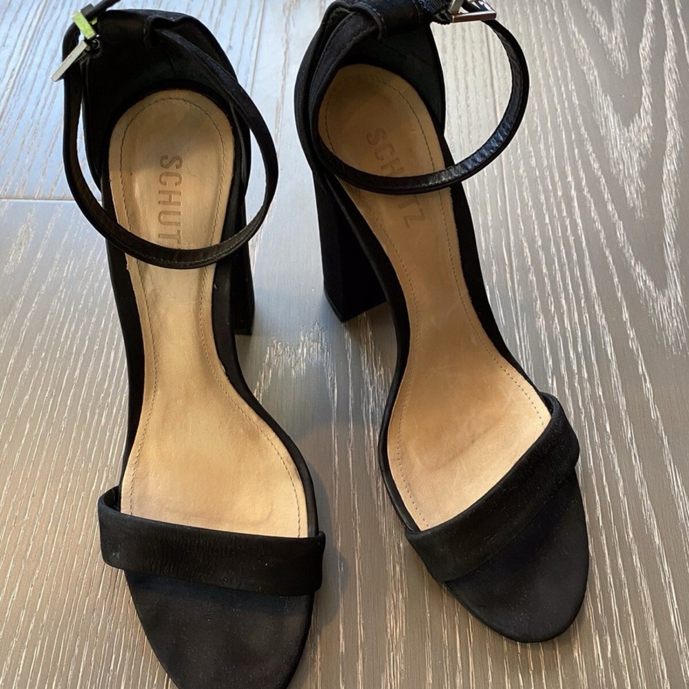 SCHUTZ Black Ankle Strap Heels - Picture 3 of 5